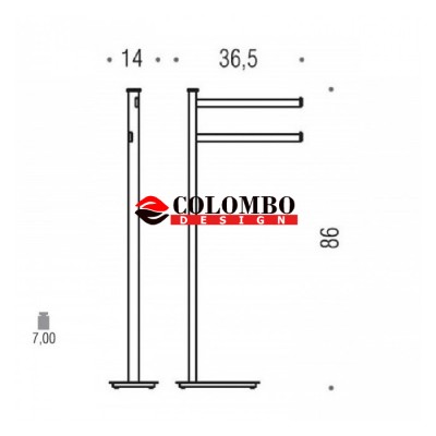 Стойка COLOMBO DESIGN UNITS B9103 напольная с 2 полотенцедержателями