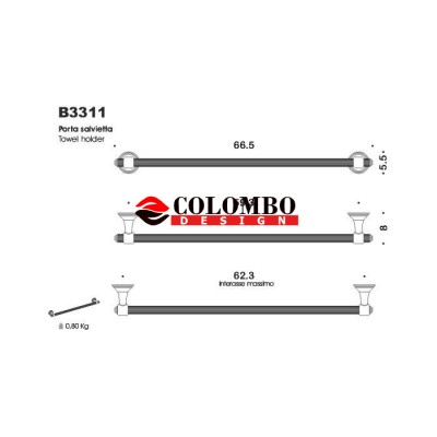 Полотенцедержатель COLOMBO DESIGN HERMITAGE B3311.GOLD широкий