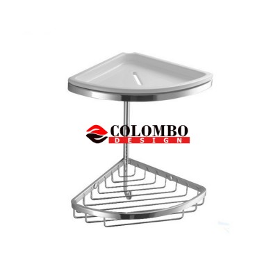 Полочка корзинка COLOMBO DESIGN ANGOLARI B9601 угловая двойная с керамической полкой с крючком